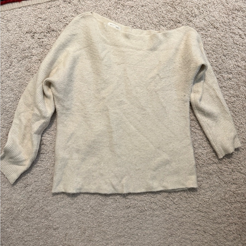 Off-the-shoulder Cream Women's Sweater